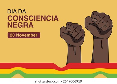 Dia da consciência negra banner ilustração com punho para cima. tradução Dia da consciência negra 20 november.Vetor ilustração
