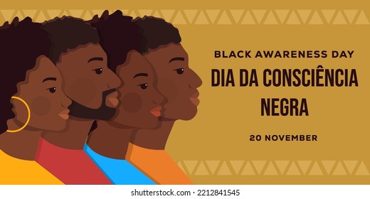 dia da consciencia negra horizontal banner illustration. translation Black Awareness Day 20 november