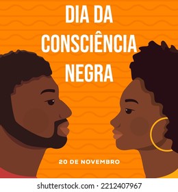 dia da consciencia negra illustration in flat style.translation Black Awareness Day 20 november