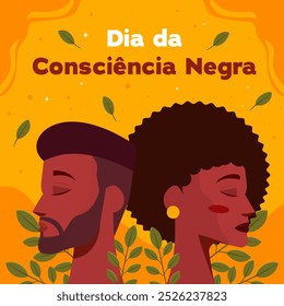 Dia da Consciencia Negra ilustración en diseño plano