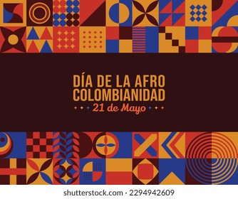 Dia de la Afrocolombianidad Abstract Background vector illustration. May 21 Afro-Colombian Day annual commemoration Colombia. Horizontal banner Neo Geometric pattern. Website header, social media post