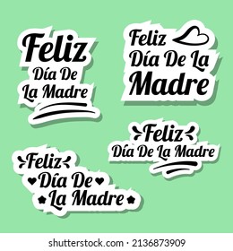 Dia De La Madre Mothers Day Lettering Stickers Collection Design EPS10 great to be used for stickers celebrating Dia De La Madre or Mothers Day or any other similar purposes