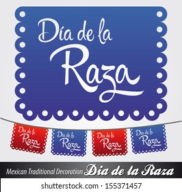 Dia de la Raza - Day of the race - Columbus Day spanish text - latin decoration