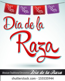 Dia de la Raza - Day of the race - Columbus Day spanish text - latin decoration