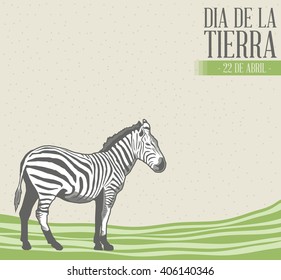 Dia de la tierra - Earth Day spanish text, vector concept illustration, april 22