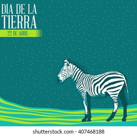 Dia de la tierra - Earth Day spanish text, vector concept illustration, april 22