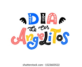 Dia de los Angelitos - Day of the Little Angels - traditional mexican holiday. Vector illustration for invitation, banner, poster, t-shirt print, greeting card. EPS 10.