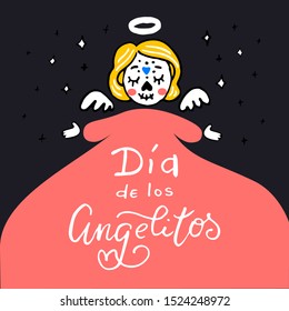 Dia de los Angelitos - Day of the Little Angels - traditional mexican holiday. Vector illustration for invitation, banner, poster, t-shirt print, greeting card. EPS 10.