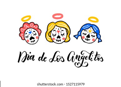 Dia de los Angelitos - Day of the Little Angels - traditional mexican holiday. Vector illustration for invitation, banner, poster, t-shirt print, greeting card. EPS 10.