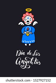 Dia de los Angelitos - Day of the Little Angels - traditional mexican holiday. Vector illustration for invitation, banner, poster, t-shirt print, greeting card. EPS 10.