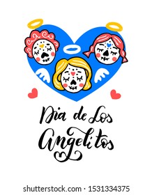 Dia de los Angelitos - Day of the Little Angels - traditional mexican holiday. Vector illustration for invitation, banner, poster, t-shirt print, greeting card. EPS 10.