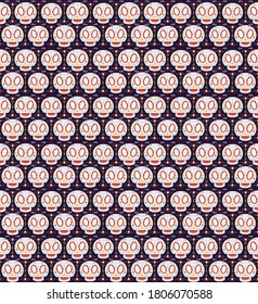 Dia de los muartes holiday skulls pattern color cartoon style for Day of the dead, Halloween, Dia de los Muertos party, traditional mexican wallpaper. Vector Illustration 10 eps