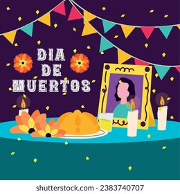 Dia de los muertos background with an altar Vector