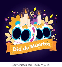 Dia de los muertos background with pair of skulls Vector