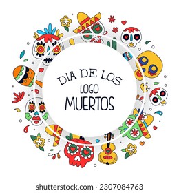 Dia de Los Muertos banner, card template. Day of the dead, Mexican holiday, festival greeting card, invitation, party poster vector Illustration