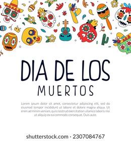 Dia de Los Muertos banner. Day of the dead Mexican festival greeting card, invitation, party poster vector