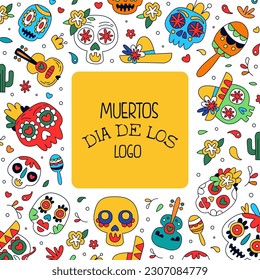 Dia de Los Muertos banner. Day of the dead, Mexican holiday, festival poster, card with sugar skull seamless pattern vector Illustration