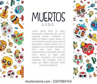 Dia de Los Muertos booklet. Day of the dead, Mexican holiday, festival greeting card, banner, brochure vector Illustration