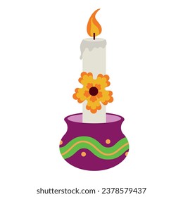 dia de los muertos candle vector isolated