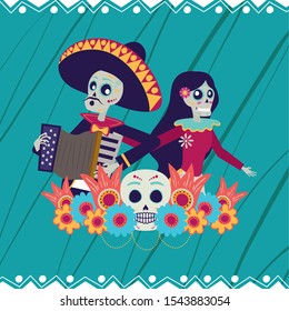 Dia De Los Muertos Card Mariachi Stock Vector (Royalty Free) 1543882739