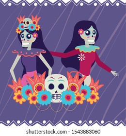 dia de los muertos card with vector illustration design