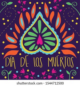 dia de los muertos card with calligraphy and floral decoration vector illustration design