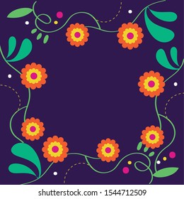 dia de los muertos card with floral decoration vector illustration design