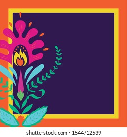 dia de los muertos card with floral decoration frame vector illustration design