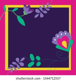 dia de los muertos card with floral decoration frame vector illustration design
