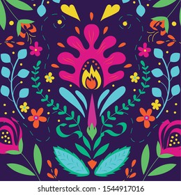 dia de los muertos card floral decoration pattern vector illustration design