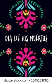 dia de los muertos card lettering with flowers garden decoration vector illustration