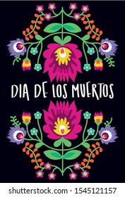dia de los muertos card lettering with flowers garden decoration vector illustration