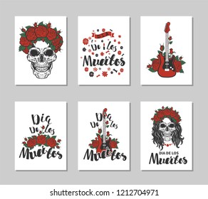 "Dia de Los Muertos" cards.Vector illustration.