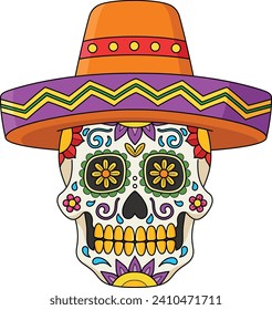 Dia de los Muertos Cartoon Colored Clipart 