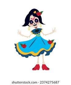 dia de los muertos catrina cartoon isolated