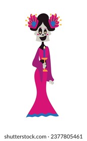 dia de los muertos catrina vector isolated