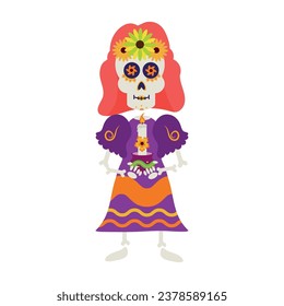 dia de los muertos catrina vector isolated