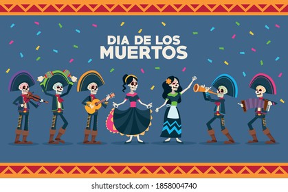 dia de los muertos celebration card with vector illustration design