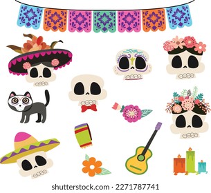 Dia de los muertos Clipart, Mexican festival Elements, Mexico Illustration 
