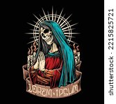 dia de los muertos cloaked skull vector design