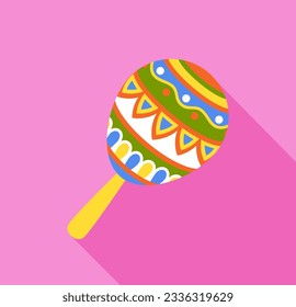 Dia de los muertos colorful maracas concept. Traditional Mexican festival and holiday. Musical instrument, percussion. Cartoon flat vector illustration isolated on pink background