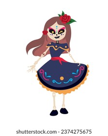 dia de los muertos cute catrina isolated