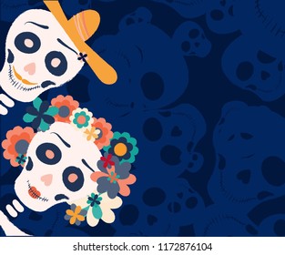 Dia de los muertos day vector illustration. Halloween poster background, greeting card or t-shirt design