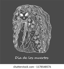 Dia de los muertos. Day of Dead. Sceleton. Hand drawn vector illustration.