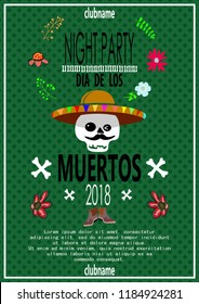 Dia de los muertos. Day of The Dead invitation with skull.