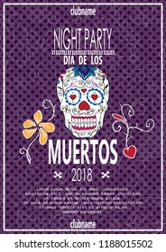 Dia de los muertos. Day of The Dead invitation with skull.