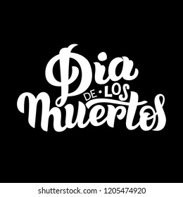 Dia de los Muertos Day of the Dead Holiday card or poster with white lettering. Vector illustration made by hand