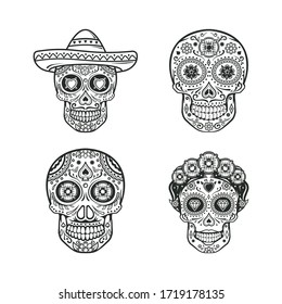 Dia de los muertos, Day of the dead, Mexican holiday, festival. Vector element, tatoo