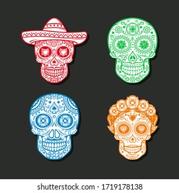 Dia de los muertos, Day of the dead, Mexican holiday, festival. Vector element, tatoo