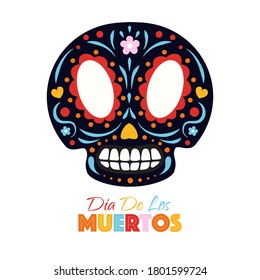 Dia de Los Muertos, Day of the Dead or Mexico Halloween illustration banner colorful style with skull and flower for decoration, poster party, t shirt, . Vector 10 eps